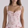 Abito midi Rosalee con stampa floreale rosa vintage
