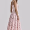 Abito midi Rosalee con stampa floreale rosa vintage