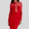 Abito midi scollato Darcy Scarlet