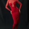 Abito midi scollato Darcy Scarlet