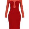 Abito midi scollato Darcy Scarlet