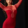 Abito midi scollato Darcy Scarlet