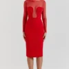 Abito midi scollato Darcy Scarlet
