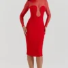 Abito midi scollato Darcy Scarlet