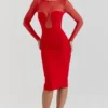 Abito midi scollato Darcy Scarlet