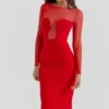 Abito midi scollato Darcy Scarlet