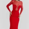 Abito midi scollato Darcy Scarlet