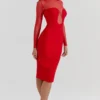 Abito midi scollato Darcy Scarlet