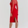 Abito midi scollato Darcy Scarlet