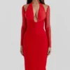 Abito midi scollato Yasmin Scarlet