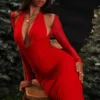 Abito midi scollato Yasmin Scarlet