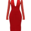 Abito midi scollato Yasmin Scarlet