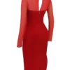 Abito midi scollato Yasmin Scarlet