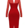 Abito midi scollato Yasmin Scarlet