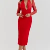 Abito midi scollato Yasmin Scarlet