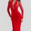 Abito midi scollato Yasmin Scarlet