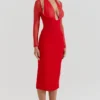 Abito midi scollato Yasmin Scarlet