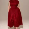 Abito midi senza schienale in pizzo Berry Debutante
