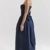 Abito midi senza spalline con fiocchi staccabili Bellina blu notte