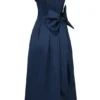 Abito midi senza spalline con fiocchi staccabili Bellina blu notte