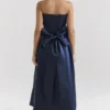 Abito midi senza spalline con fiocchi staccabili Bellina blu notte