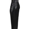 Abito midi senza spalline in pelle vegana nero Juliana
