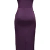 Abito midi senza spalline in raso color uva “Santana”