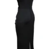 Abito midi senza spalline in raso nero Santana