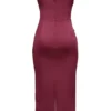 Abito midi senza spalline in raso Santana Berry