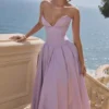 Abito midi senza spalline in tulle e twill Lady Orchid