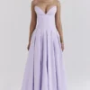 Abito midi senza spalline in tulle e twill Lady Orchid