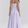 Abito midi senza spalline in tulle e twill Lady Orchid