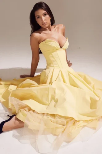 Abito midi senza spalline in tulle Lady Sunshine