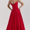 Abito midi senza spalline Lady Scarlet