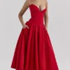 Abito midi senza spalline Lady Scarlet