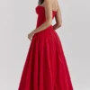 Abito midi senza spalline Lady Scarlet