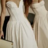 Abito midi senza spalline Lady White