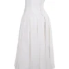 Abito midi senza spalline Lady White