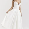 Abito midi senza spalline Lady White