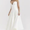 Abito midi senza spalline Lady White