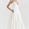 Abito midi senza spalline Lady White