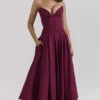 Abito midi senza spalline Lady Wine