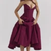 Abito midi senza spalline Lady Wine