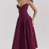 Abito midi senza spalline Lady Wine