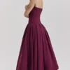 Abito midi senza spalline Lady Wine