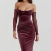 Abito midi senza spalline Leora Mulberry