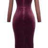Abito midi senza spalline Leora Mulberry