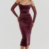 Abito midi senza spalline Leora Mulberry