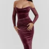 Abito midi senza spalline Leora Mulberry