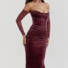 Abito midi senza spalline Leora Mulberry